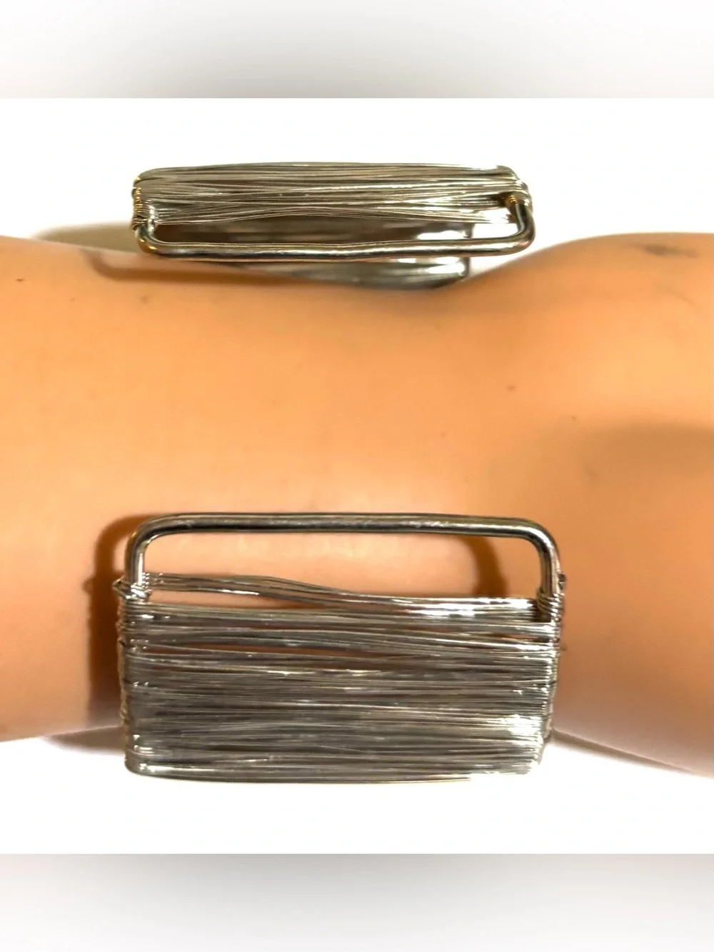 Silver Metallic Wire Cuff Bracelet